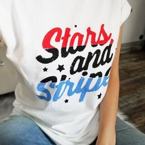 Last2️⃣ Stars and Striped Americana Graphic Tee July 4th Tops Veterans Day Tees